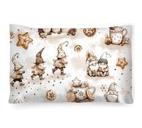 PinkZebra: federa per cuscino di Natale 30 x 50 cm, 100% cotone, federa per cuscino per bambini e adulti, certificata secondo gli standard Öko-tex 100, con cerniera, gnomi con biscotti di pan di