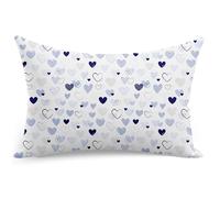 PinkZebra: federa per cuscino, federa 30 x 30 cm in 100% cotone, imbottitura per cuscino, certificata secondo lo standard Öko-tex 100, federa per bambini con chiusura lampo, cuori blu