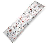 PinkZebra Federa per cuscino natalizio, 40 x 145 cm, in 100% cotone, per bambini e adulti, eco-tex, federa con chiusura lampo, pupazzi di neve