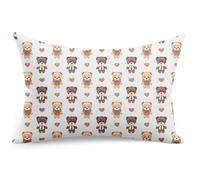 PinkZebra Federa per cuscino per bambini, 20 x 30 cm, 100% cotone, federa per cuscino, Ecotex Standard 100, per bambini con chiusura lampo, orsacchiotto con fiocco
