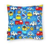 PinkZebra Federa per cuscino per bambini, 50 x 50 cm, in 100% cotone, federa per cuscino per ragazzi, Ecotex Standard 100, con chiusura lampo, motivo: orso poliziotto