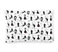 PinkZebra Federa per cuscino per bambini e neonati, 20 x 30 cm, 100% cotone, per ragazze e ragazzi, con chiusura lampo, prodotta nell'Unione Europea, gatti neri