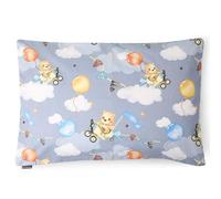 PinkZebra Federa per cuscino per bambini e neonati, 25 x 50 cm in 100% cotone, per ragazze e ragazzi, con chiusura lampo, Oeko-tex Standard 100, prodotta nell'Unione Europea, Orso Pilota