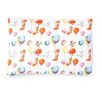 PinkZebra Federa per cuscino per bambini e neonati, 25 x 50 cm in 100% cotone, per ragazze e ragazzi, con chiusura lampo, Oeko-tex Standard 100, prodotta nell'Unione Europea, Animali e palloncini