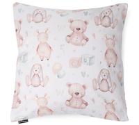 PinkZebra Federa per cuscino per bambini e neonati, 40 x 40 cm in 100% cotone, per ragazze e ragazzi, con chiusura lampo, Oeko-tex Standard 100, prodotta nell'Unione Europea, Animali di Peluche