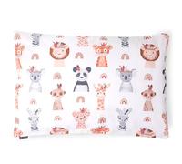 PinkZebra Federa per cuscino per bambini e neonati, 40 x 80 cm in 100% cotone, per ragazze e ragazzi, con chiusura lampo, Oeko-tex Standard 100, prodotta nell'Unione Europea, Animali carini