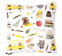 PinkZebra Federa per cuscino per bambini e neonati, 50 x 50 cm in 100% cotone, per ragazze e ragazzi, con chiusura lampo, Oeko-tex Standard 100, prodotta nell'Unione Europea, Scuola