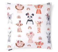 PinkZebra Federa per cuscino per bambini e neonati, 80 x 80 cm in 100% cotone, per ragazze e ragazzi, con chiusura lampo, Oeko-tex Standard 100, prodotta nell'Unione Europea, Animali carini