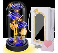 Pinlanuo Flores Eternas Regali per le Donne, Rose Romantiche per le Donne, Regalo di Compleanno per la Mamma, Regalo di Rose Natalizie per la Ragazza, Rosa con LED(Blu)