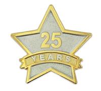 PinMart Spilla da bavero STAR per il servizio annuale, placcata in oro e metallo placcato argento, da 1 a 30 anni di servizio per dipendenti o volontari di lunga data, 1 Piece, Metallo, Non pietra