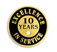 PinMart Spilla placcata in oro con premio per l'anno di servizio - Spilla ricompensa sul posto di lavoro smaltata in metallo con strass - 1-60 anni spille per dipendenti di lunga data, 25 Pack, Metallo, Senza pietra