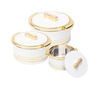 Pinnacle Casseruola isolata con coperchio, set 3 pezzi 3,7/2,6/1,5 lt. Scaldavivande termiche per zuppa/insalata, contenitore caldo in acciaio inox per le mamme