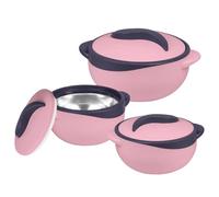 Pinnacle - Casseruola isolata con coperchio, set da 3 pezzi, 2,6/1,5/1 qt. Scaldavivande termiche per zuppa/insalata, contenitore per alimenti caldi in acciaio inox, set regalo per mamme - Vacanze
