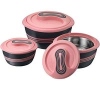 Pinnacle Set Contenitori Ermetici per Alimenti con Coperchio | 3 Contenitori Termici per Alimenti da 2.6/1.5/1 qt - Ciotole Termiche | Porta Pranzo Termico Inox - Idea Regalo