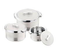 Pinnacle - Set di 3 casseruole isolate con coperchio, 3,7/2,6/1,5 lt. Scaldavivande termiche per zuppa/insalata, contenitore caldo in acciaio inox per le mamme