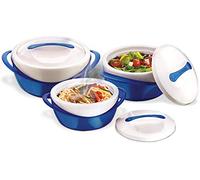 Pinnacle-Set di 3 piatti grandi e insalatiera con coperchio, set (blu)