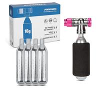 PINNAMAX Set di pompe CO2 per bicicletta - Gonfiatore CO2 con cartuccia CO2 da 16 g/25 g, compatto, leggero, compatibile con valvole Presta & Schrader, perfetto per biciclette da corsa e MTB, con
