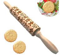 Pinne in legno in legno, mattarello rilievo rilievo di Natale, pin di da 14 pollici con pattern pino da caramella di pan di 3d, perno per pasta per pasticceria per biscotti.