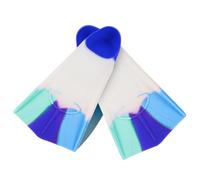 Pinne per bambini, pinne da nuoto per bambini, 100% silicone, pinne corte, per allenamento in acque libere, snorkeling, immersioni per principianti (blu e bianco, XS)