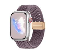 PinnWaa Nylon Cinturino per Apple Watch Series 9/8/7 41mm, 6/5/4/SE/SE 2 40mm, 3/2/1 38mm, Regolabile Intrecciato Cinturini con Chiusura Magnetico per Apple Watch Series 10 42mm - Viola
