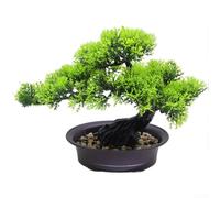 Pino bonsai artificiale per interni, in ambienti di lavoro, case, studi, con struttura in plastica che non sbiadisce (E)
