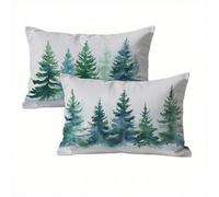 Pino Federe Cuscini Divano 40x60 Verde Set di 2, Copricuscino Impermeabile Federe Letto Lino con Cerniera Invisibile, Cuscini per Divano Rettangolari Durevole Home Decoration, Tutte le Stagioni K2-15