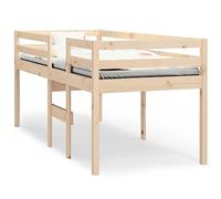 Pino massello non trattato design versatile per cameretta naturale 90x190 | Letto a Soppalco 90x190 cm in Legno Massello di Pino con Scrivania e Ripiano per Camera Ragazzi, Struttura Letto Alta con