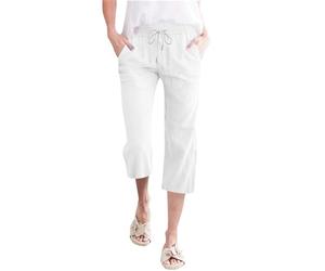 Pinocchietti Donna Bianchi Estivi Pantaloni 3/4 Cotone E Lino Cotone Tinta Unita Pinocchietto Con Tasche Curvy Vita Alta Sportivi Traspiranti Pantalone Capri Spiaggia Eleganti Pinocchietti Baggy