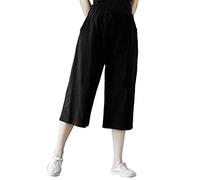 Pinocchietti Donna Estivi Taglie Forti Pantaloni Capri Baggy Comodi Pantaloni Cotone Lino Casual Curvy Pantaloni 3/4 Eleganti Vita Alta Pantaloni Gamba Larga Morbidi Sportivi Pantaloni Cargo Leggeri
