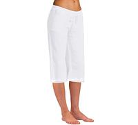 Pinocchietti Donna Tinta Unita Elasticizzati Pantaloni Cropped Cotone E Lino Larghi Estivi Pinocchietti Gamba Larga Elastici In Vita Bianchi Cotone Morbidi Comodi Pantalone Capri Ampi Estate 2025 Moda