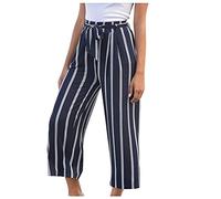 Pinocchietto Estivo Donna Boho Stampa a Righe Pantaloni 3/4 Leggeri Casual Larghi Pinocchietti Donna Corti al Ginocchio Bermuda Vacanze Spiaggia Eleganti Pantalone con Tasche