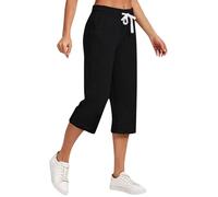 Pinocchietto Estivo Donna Cotone E Lino Comodi Elastici in Vita Pantaloni 3/4 Capri Estivi Casual Pinocchietti Donna al Ginocchio Eleganti Bermuda Vita Alta Vacanze Traspirante Pinocchietto Cropped