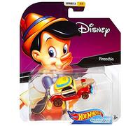 Pinocchio Hot Wheels - Auto in metallo pressofuso con personaggi Disney, scala 1:64