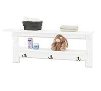 Pinolino, Mensola in MDF con ganci appendiabiti opaca, Bianco (Weiß) - NUOVO