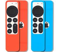 Pinowu - Custodia per telecomando compatibile con telecomando Siri 2021 (2a generazione), cordino incluso, antiscivolo, assorbimento degli urti (blu cielo e rosso)