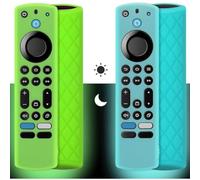 Pinowu Silicone Remote Case (2 pcs, Luminoso al buio per Firestick 4K Max/Hisense/Toshiba/Insignia/Pioneer/Omni (QLED) (Green + Turquoise) )