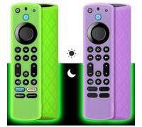 Pinowu Silicone Remote Case (2 pcs, Luminoso al buio per Firestick 4K Max/Hisense/Toshiba/Insignia/Pioneer/Omni (QLED) Series Alexa (Green + Purple) )