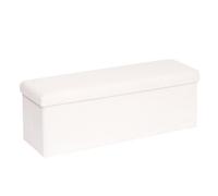 PINPLUS Panca ottomana pieghevole, ottomana imbottita in sherpa, grande cassettiera poggiapiedi con coperchi, panca da ingresso per soggiorno camera da letto, bianco, 100 x 38 x 38 cm