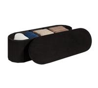 PINPLUS Pouf con Contenitore, Sgabello Imbottito Pieghevole in Tessuto Bouclé, Panchetta con Vano di Rimaneggio per Camera, Soggiorno, Ingresso, 110x38x38cm, Nero