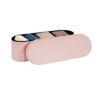 PINPLUS Pouf con Contenitore, Sgabello Imbottito Pieghevole in Tessuto Bouclé, Panchetta con Vano di Rimaneggio per Camera, Soggiorno, Ingresso, 110x38x38cm, Rosa