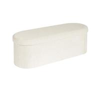 PINPLUS Pouf con Contenitore, Sgabello Imbottito Pieghevole in Tessuto Bouclé, Panchetta con Vano di Rimaneggio per Camera, Soggiorno, Ingresso, 110x38x38cm, Bianco