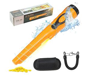 Pinpointer Metal Detector, Rilevamento Pinpoint IP68 Impermeabile Portatile a 360°con Luce LED e Vibrazione Automatica Alta Sensibilità per Caccia al Tesoro Oro, Suono e Vibrazione (Arancia)