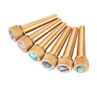 Pins di Chitarra in Ottone Premium Set con Intarsio Abalone per Tono e Aspetto Migliorati - 6pc Accessori per Chitarra Folk Acustica Compatibili con la Maggior Parte delle Sei chitarre.