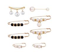 Pins Per Spille Di Moda - Pin Set Di Perfo Di Perle, Clip Di Abbigliamento | Spettame Per Gioielli A Regolamento In Vita A 8 Pezzi, Chic Per Donne Ragazze, Supporto Per Abiti Anti-esposizion