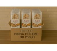 Pinsa Cesare - 8 Confezioni da 2x250g - Totale 16 Basi - Stesa a Mano, Senza Conservanti, Lunga Lievitazione - Croccante Fuori e Morbida Dentro - Pronta in Forno in 5 Minuti