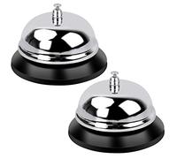 Pinsheng 2 Pezzi Campana di Servizio in Metallo Acciaio Inossidabile Finitura Cromata Campanello Reception, Campanello da Tavolo per Cucina, Ristorante, Bar, Gioco, Portineria, Scuole (Argento)