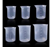 Pinsheng 6 Pezzi Misurini Graduati Plastica 50ml-500ml, Bicchieri Graduati Becher Graduato Plastica Misurino Dosatore per Cucina Laboratorio (50ml X 2, 100ml, 150ml, 250mml, 500ml)
