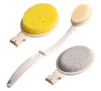 Pinsheng Spazzola Bagno Schiena, 3 in 1 Spazzola Corpo con Lunga Maniglia Spazzola da Bagno con Setole Testa di Pomice Spugna per Doccia, Esfoliante o Spazzolatura Della Pelle Secca