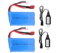 Pinsinholy 2 batterie agli ioni di litio da 7,4 V, 2000 mAh, 15 C, 2S, con spina Deans T, ricaricabili ad alta capacità, adatte per auto RC, barca, RC Truck