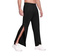 PINSPARK Reha - Pantaloni da allenamento da uomo con cerniera integrale, pantaloni da jogging strappalacrime, comodi e casual, abbigliamento sportivo con tasca, Tutto nero, M